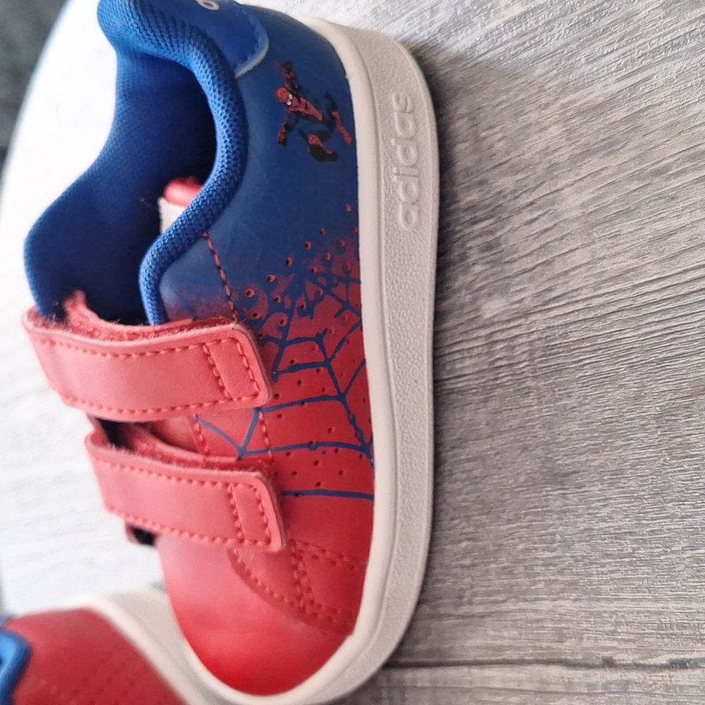 Toddler Adidas Spiderman Velcro Shoes, size 5c, Blue & Red - Picture 6 of 8